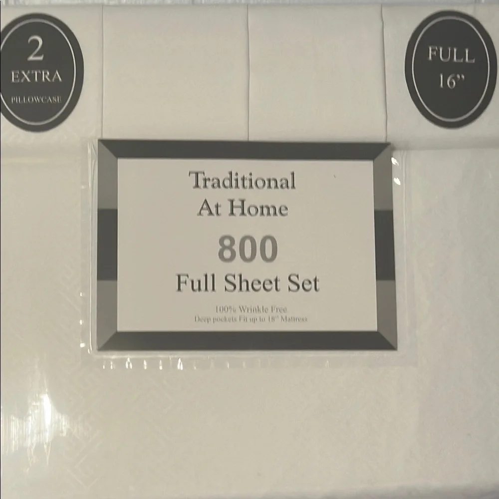 Traditional At Home Full 6pc Sheet Set White as Snow Embossed Maze Key Print